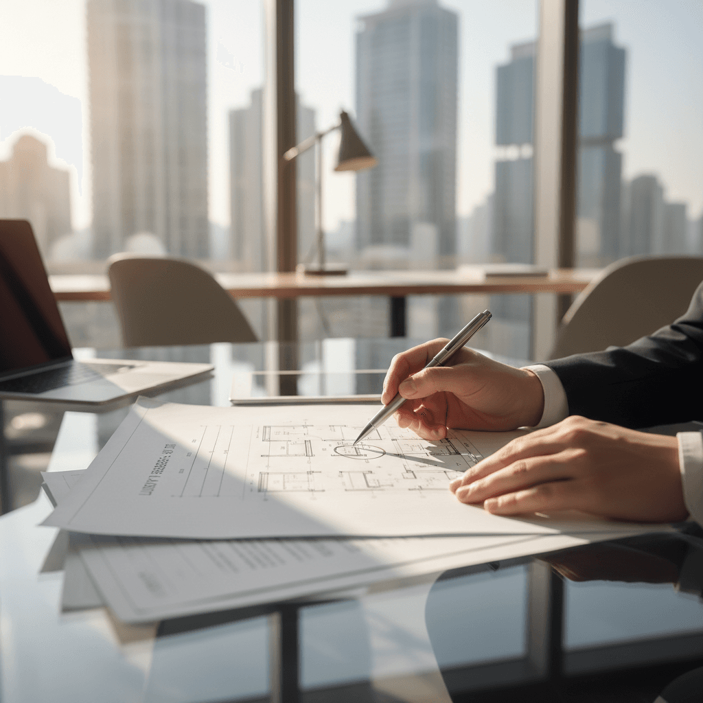 Advisor and client reviewing financial documents at a desk