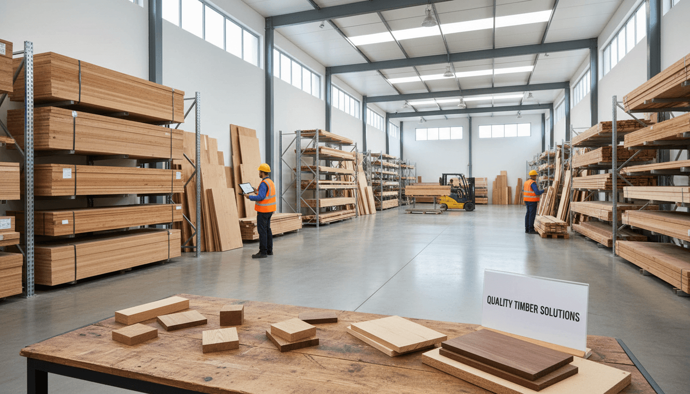 Warehouse interior with stacked industrial equipment and natural light
