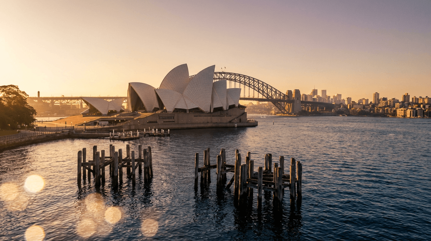 Sydney financial district skyline at dusk