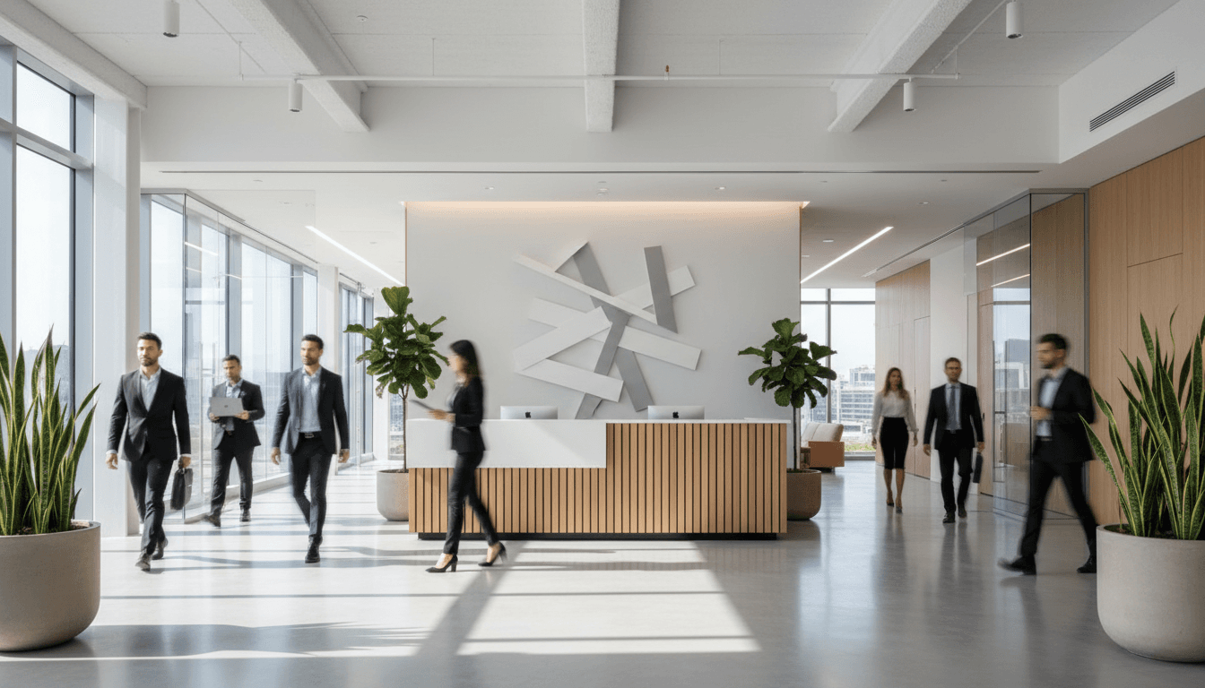 Modern high-rise office building with glass facade